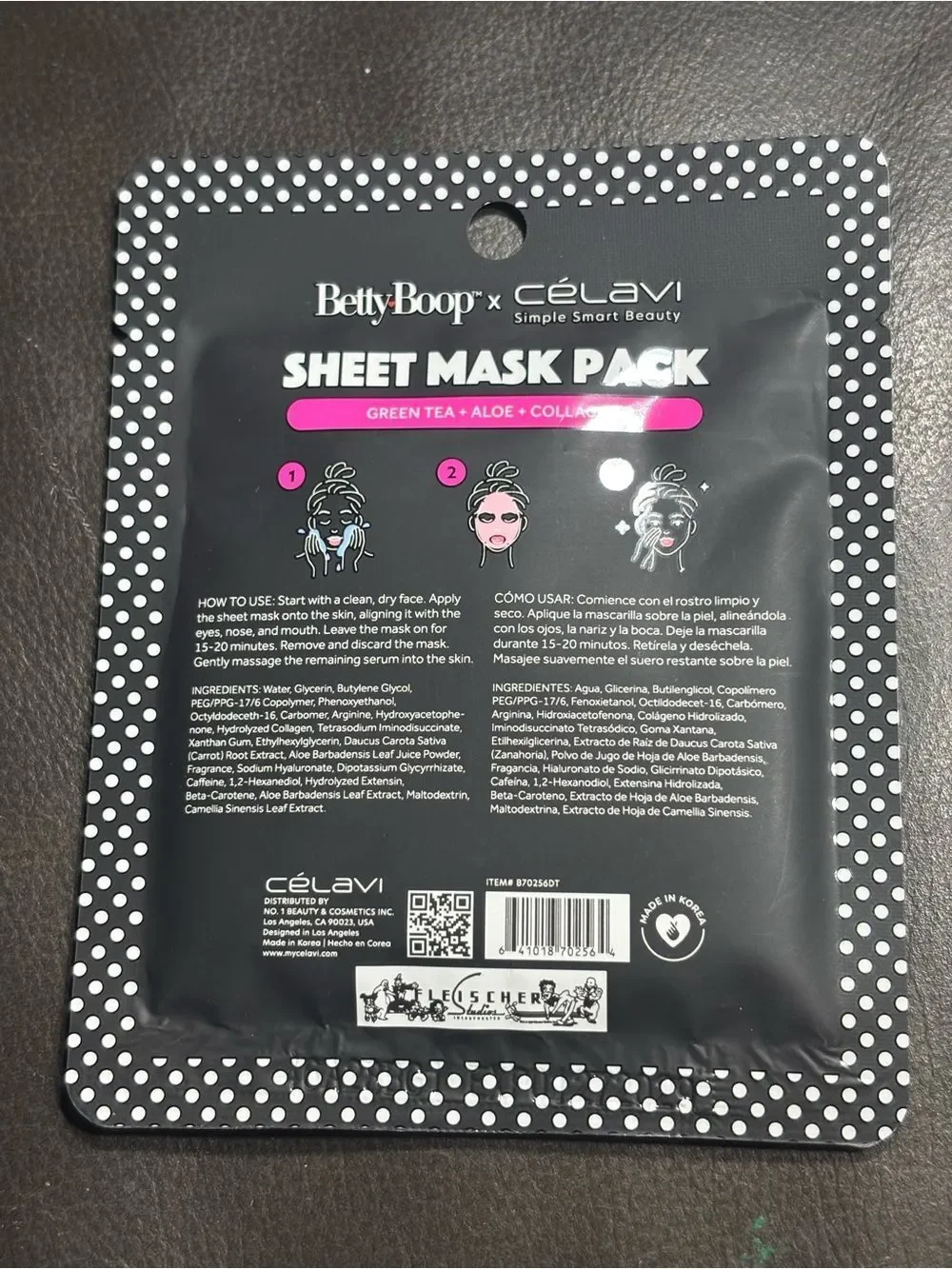 3 New Betty Boop x Célavi Sheet Mask Pack Chamomile Green Tea Hyaluronic Acid